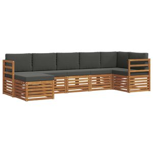 vidaXL Sektionsoffgrupp 7 pcs Naturlig och Antracit Massivt Akaciatr&auml;