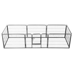 vidaXL Hundhage 8 paneler st&aring;l 60x80 cm svart
