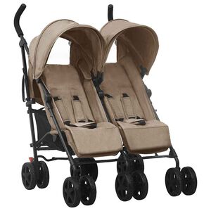 vidaXL Tvillingvagn taupe st&aring;l