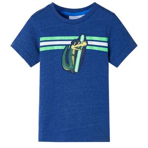 vidaXL T-shirt f&ouml;r barn m&ouml;rkbl&aring; melerad 128
