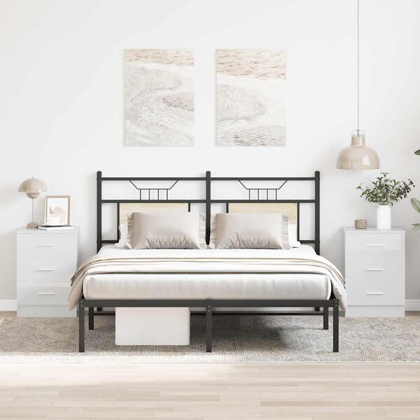 vidaXL Sängbord 2 st vit högglans 38x35x56 cm konstruerat trä