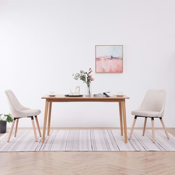 vidaXL Matstolar 2 st gr&auml;ddvit tyg