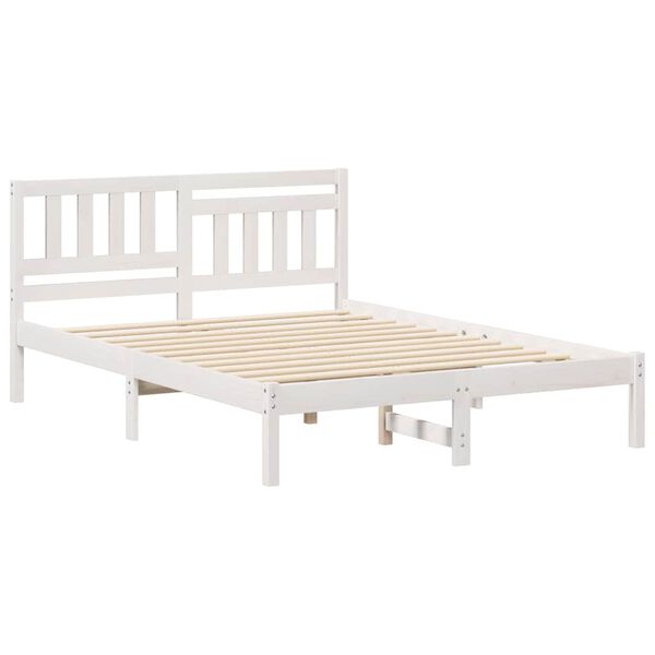 vidaXL Sängram med huvudgavel Vit 140 x 190 cm Massiv furu