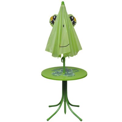 vidaXL Cafébord för barn med parasoll 3 delar grön