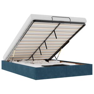 vidaXL Ottoman s&auml;ngram utan madrass m&ouml;rkbl&aring; 140x190 cm sammet