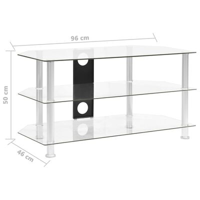 vidaXL TV-bänk transparent 96x46x50 cm härdat glas