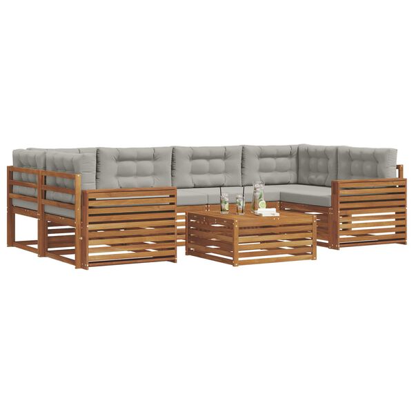 vidaXL Utomhussoffset med kudde 7 pcs Naturlig och Ljus Gr&aring;