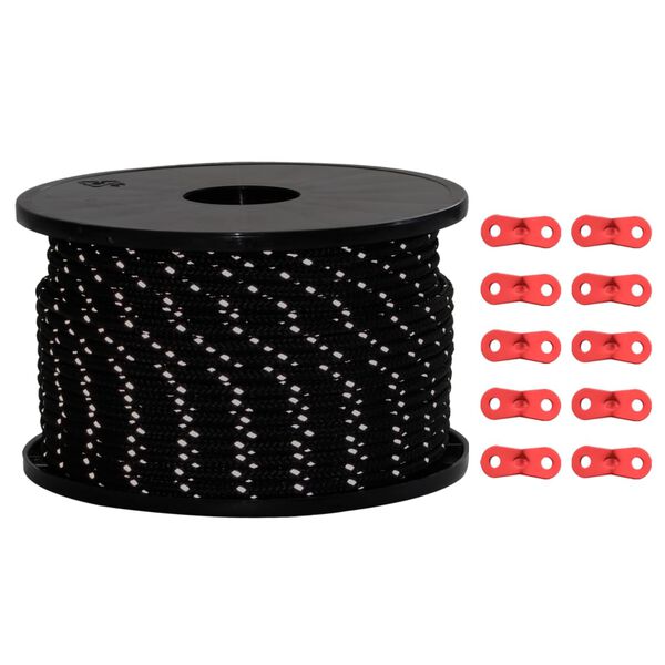 vidaXL Tältlina med reflekterande remsor och fästen 50 m 5 mm