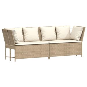 vidaXL Tr&auml;dg&aring;rdssoffa med dynor beige konstrotting