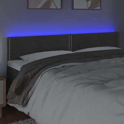 vidaXL Sänggavel LED mörkgrå 180x5x78/88 cm sammet