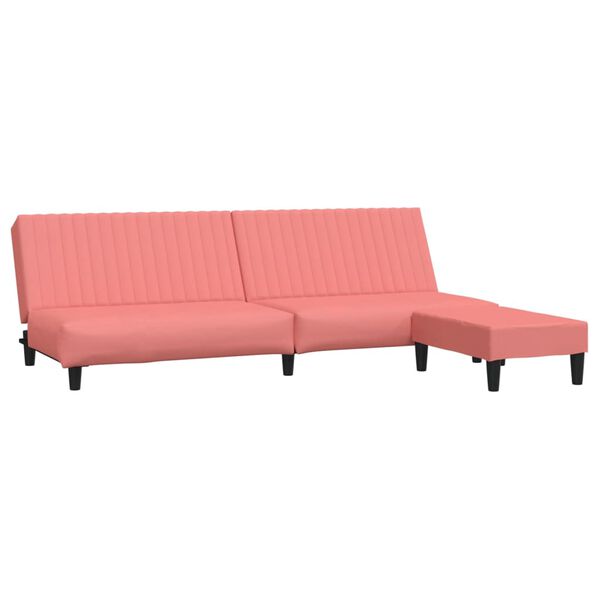 vidaXL B&auml;ddsoffa 2-sits med fotpall rosa sammet
