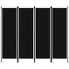 vidaXL Rumsavdelare 4 paneler svart 200x180 cm