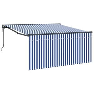 vidaXL Utdragbar markis Bl&aring; och Vit 350 x 250 cm