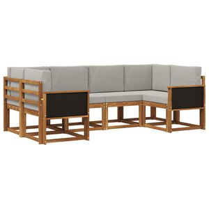 vidaXL Utomhussoffset 6 pcs Naturlig och ljusgr&aring; Massivt Akaciatr&auml;