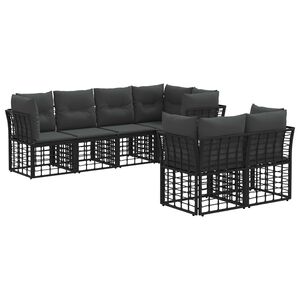vidaXL Utomhussoffset 7 st Svart Polyester