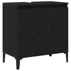vidaXL Badrumssk&aring;p med handfat Svart Ek 58 x 33 x 60 cm