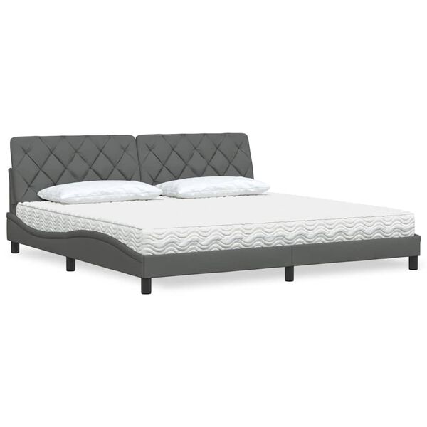 vidaXL Bed with Mattress Dark Grey 200x200 cm Fabric