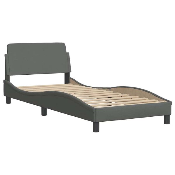 vidaXL Bed Frame "Dover" Dark Grey 90x200 cm Fabric
