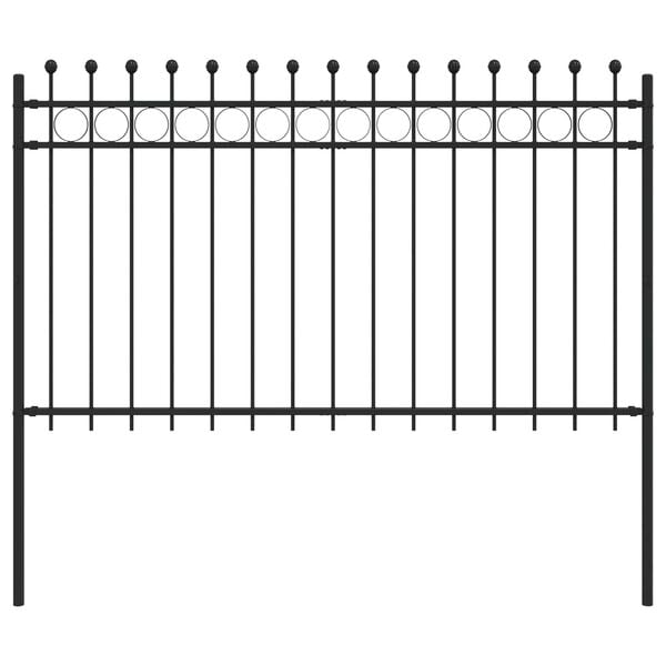 vidaXL Ringstaket Svart 200 x 130 cm Pulverlackerat st&aring;l