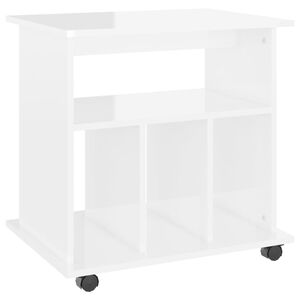 vidaXL Sk&aring;p med hjul vit h&ouml;gglans 60x45x60 cm konstruerat tr&auml;