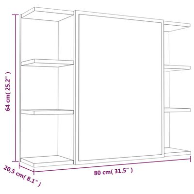 vidaXL Spegelskåp för badrum Brun ek 80x20,5x64 cm konstruerat trä