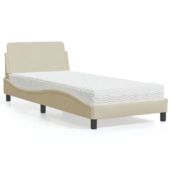 vidaXL Bed with Mattress "Dover" Cream 80x200 cm Fabric
