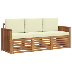 vidaXL Soffgrupper 3 pcs Naturlig och Gr&auml;dde Massivt Akaciatr&auml;