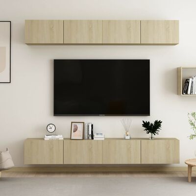 vidaXL TV-skåp 4 delar sonoma-ek 100x30x30 cm konstruerat trä