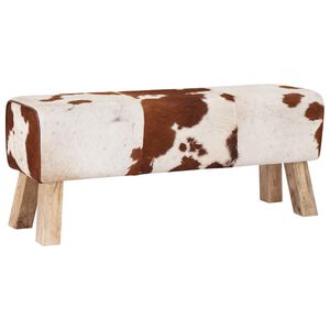 vidaXL b&auml;nk 110 x 30 x 45 cm &Auml;kta l&auml;der Brun och vit