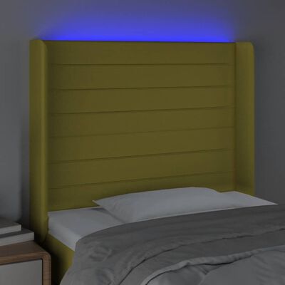 vidaXL Sänggavel LED grön 83x16x118/128 cm tyg