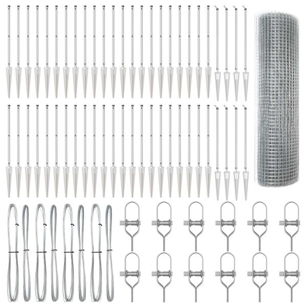 vidaXL Stängselstolpe Silver 100 x 1 m (19 x 19 mm nät) Stål