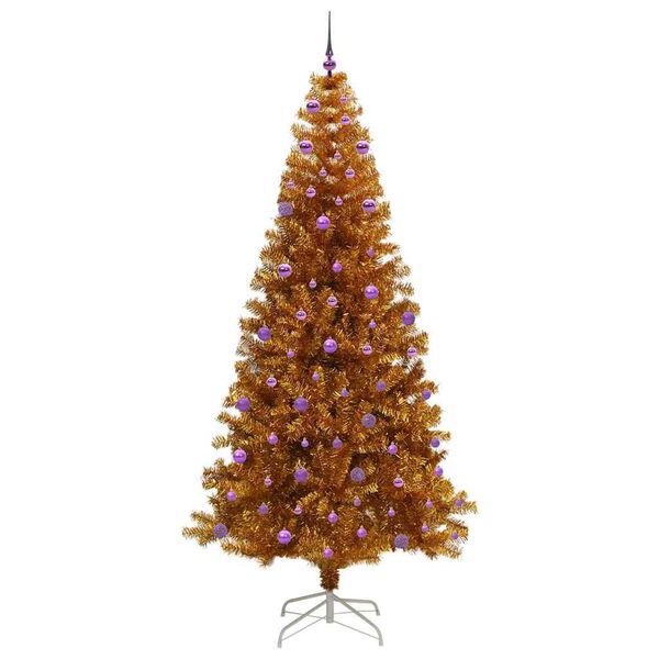 vidaXL Julgran med 300 LED-lampor med stativ Guld 240 cm PET