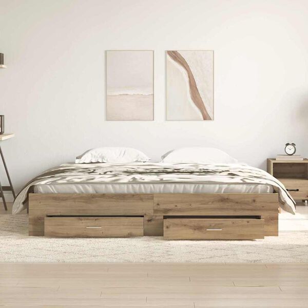 vidaXL S&auml;ngram med l&aring;da Artisan Ek 180 x 200 cm Konstruerat tr&auml;