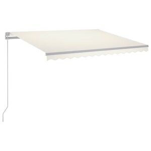vidaXL Markis manuellt inf&auml;llbar med LED 300x250 cm gr&auml;ddvit