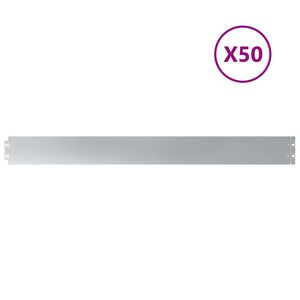 vidaXL Kant f&ouml;r gr&auml;smatta 50 st 10 x 103 cm Galvaniserat st&aring;l Silver