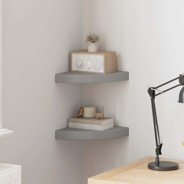 vidaXL Sv&auml;vande h&ouml;rnhyllor 2 st gr&aring; 25x25x3,8 cm MDF