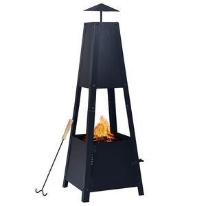 vidaXL Eldstad svart 35x35x99 cm st&aring;l