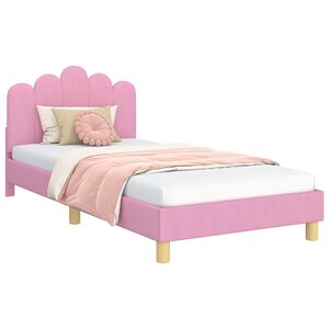 vidaXL Barns&auml;ngram med s&auml;nggavel med huvudgavel Rosa 80 x 200 cm Tyg