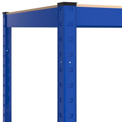 vidaXL Förvaringshylla blå stål och konstruerat trä 5 hyllplan