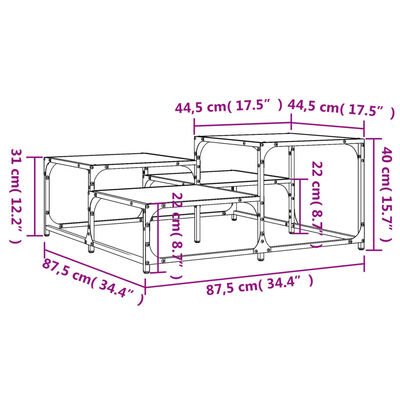 vidaXL Soffbord svart 87,5x87,5x40 cm konstruerat trä