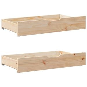 vidaXL S&auml;ngl&aring;dor med hjul 2 st 90x55x17 cm massiv furu