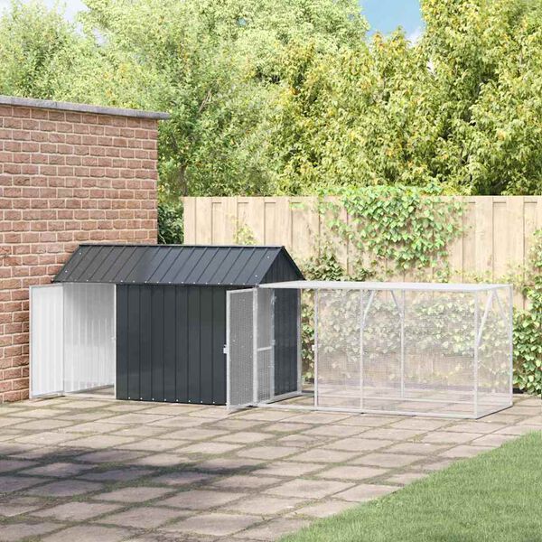 vidaXL Fågelbur Antracit 416.5 x 103 x 142 cm Galvaniserat stål