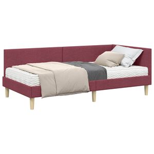 vidaXL H&ouml;rn S&auml;ngram med Madrass 2 st Vinr&ouml;d 80 x 200 cm tyg
