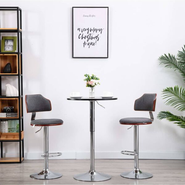 vidaXL Barstolar 2 st m&ouml;rkgr&aring; b&ouml;jtr&auml; och tyg