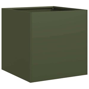 vidaXL Odlingsl&aring;da olivgr&ouml;n 40x40x40 cm kallvalsat st&aring;l