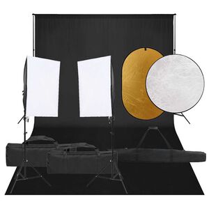 vidaXL Fotostudio med lampor, bakgrund och reflexsk&auml;rm