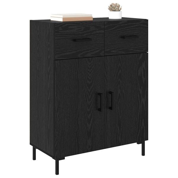 vidaXL Sideboard med l&aring;da Svart Ek 69,5 x 34 x 90 cm Konstruerat tr&auml;