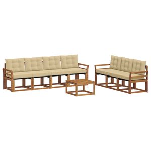 vidaXL Utomhussoffset med kudde 8 pcs Naturlig och Beige