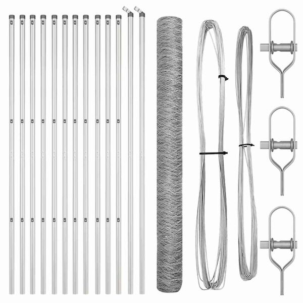 vidaXL St&auml;ngselstolpe Silver 25 x 1,6 m (50 mm n&auml;t) St&aring;l