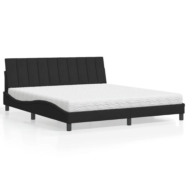 vidaXL Bed with Mattress "Hanko" Black 180x200 cm Velvet
